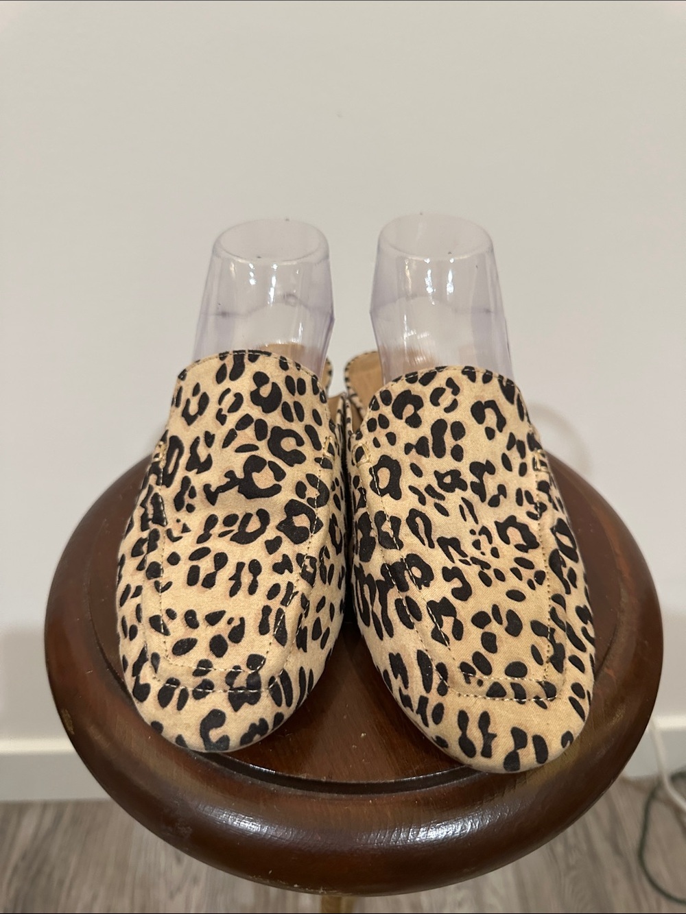 Leopard Print Slip-On Mules - Tan/Black